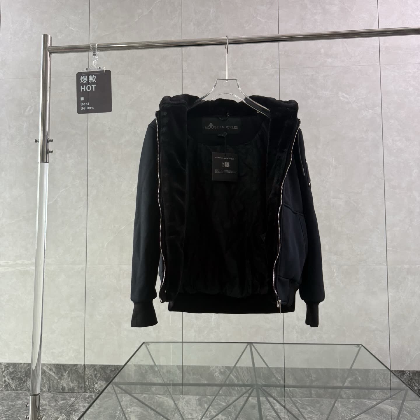Moose Knuckles Shearling-Lined Zip Hoodie Moose Knuckles Shearling-Lined Zip Hoodie